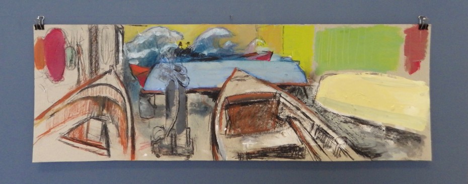 Boatbuilders chalk and gouache study