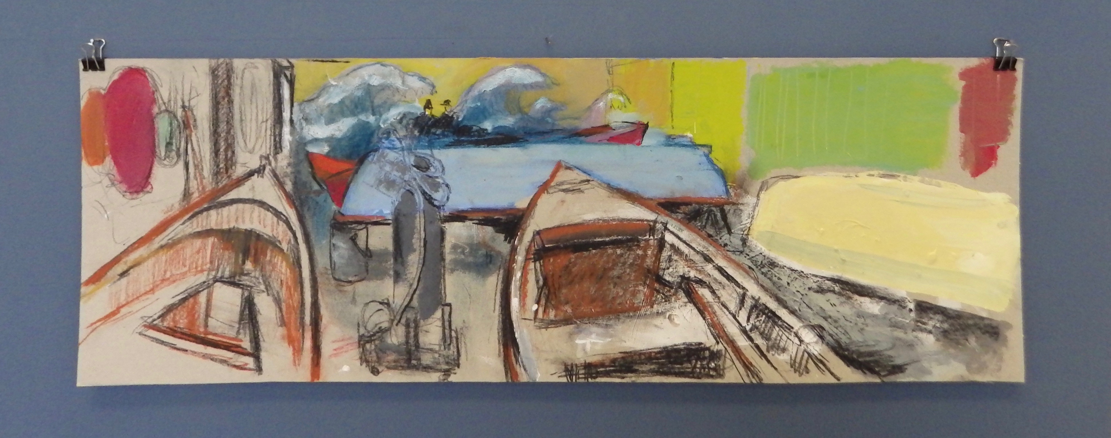 Boatbuilders chalk and gouache study
